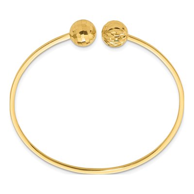 14K Yellow Gold Diamond-Cut Ball Cuff Bracelet – view 3