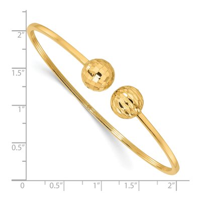 14K Yellow Gold Diamond-Cut Ball Cuff Bracelet – view 4