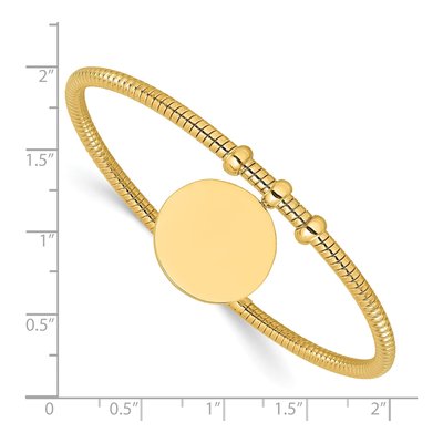 14K Yellow Gold Textured Flexible Circle Dangle Bangle Bracelet – view 4