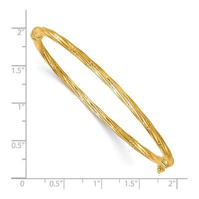 14K Yellow Gold Twisted Hinged Oval Bangle Bracelet – view 4