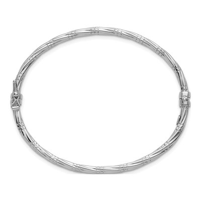 14K Yellow Gold Rhodium-Accent Twisted Oval Bangle Bracelet – view 3