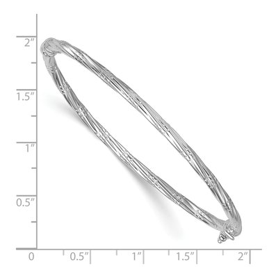 14K Yellow Gold Rhodium-Accent Twisted Oval Bangle Bracelet – view 4