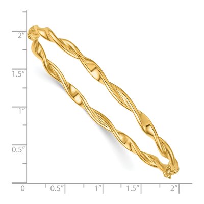 14K Yellow Gold Twisted Hinged Oval Bangle Bracelet – view 4