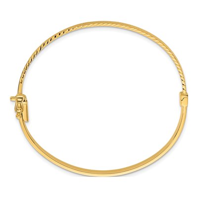 14K Yellow Gold Diamond-Cut Hinged Bangle Bracelet – view 3