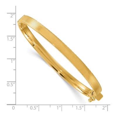 14K Yellow Gold Diamond-Cut Hinged Bangle Bracelet – view 4