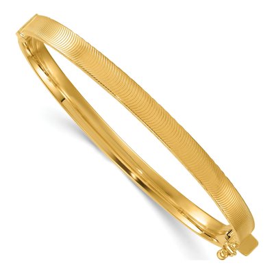 14K Yellow Gold Diamond-Cut Hinged Bangle Bracelet