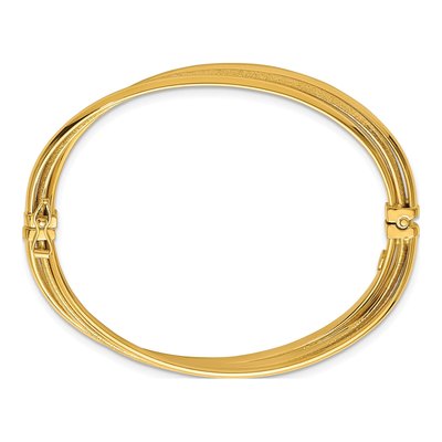 14K Yellow Gold Twisted Hinged Bangle Bracelet – view 3