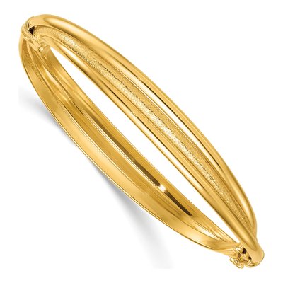 14K Yellow Gold Twisted Hinged Bangle Bracelet