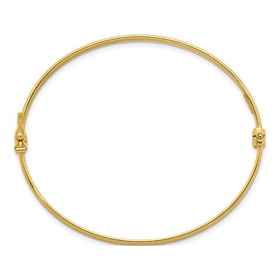 14K Yellow Gold Diamond-Cut Hinged Oval Bangle Bracelet – view 3