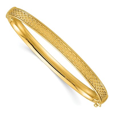 14K Yellow Gold Hinged Oval Bangle Bracelet