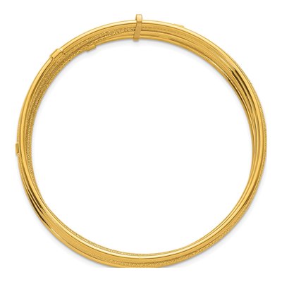 14K Yellow Gold 7-Strand Beaded Slip-On Bangle Bracelet – view 3
