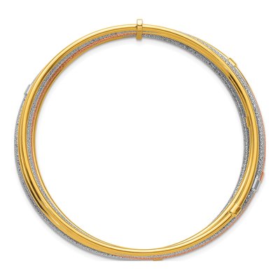 14K Tri-Color Gold 7-Strand Beaded Bangle Bracelet – view 3