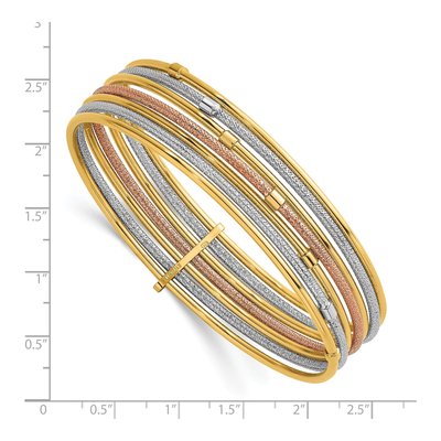 14K Tri-Color Gold 7-Strand Beaded Bangle Bracelet – view 4
