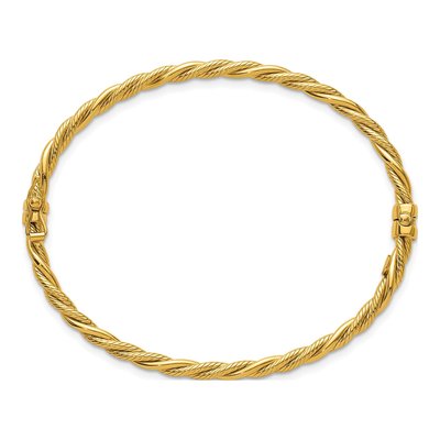 14K Yellow Gold Twisted Oval Bangle Bracelet – view 3