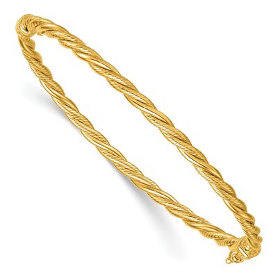 14K Yellow Gold Twisted Oval Bangle Bracelet