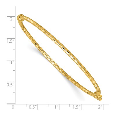 14K Yellow Gold Diamond-Cut Oval Bangle Bracelet – view 4