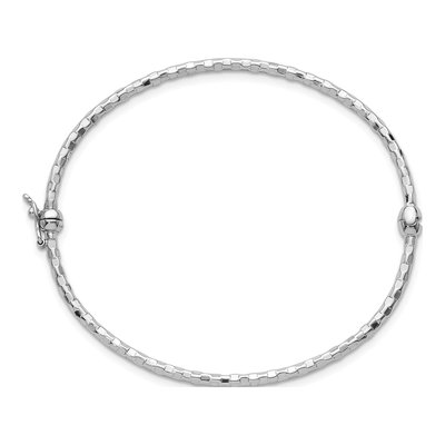 14K White Gold Hinged Oval Bangle Bracelet – view 3