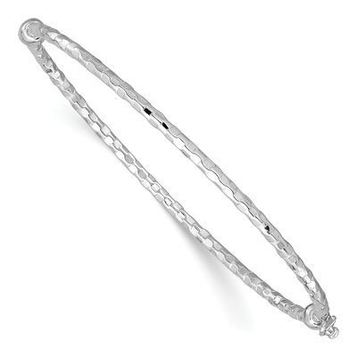 14K White Gold Hinged Oval Bangle Bracelet