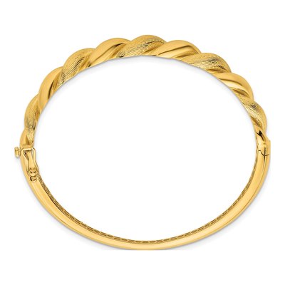 14K Yellow Gold Twisted Hinged Bangle Bracelet – view 3