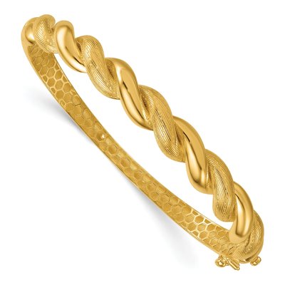 14K Yellow Gold Twisted Hinged Bangle Bracelet