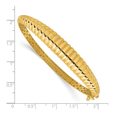 14K Yellow Gold Hinged Oval Bangle Bracelet – view 4