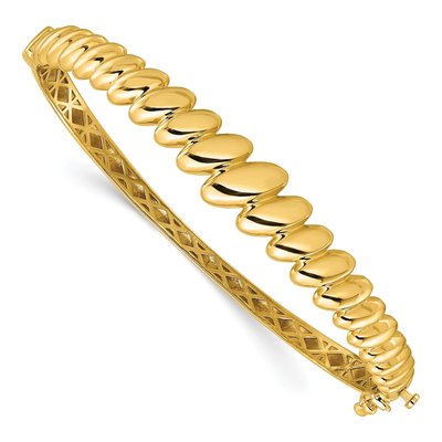 14K Yellow Gold Graduated Oval Hinged Bangle Bracelet