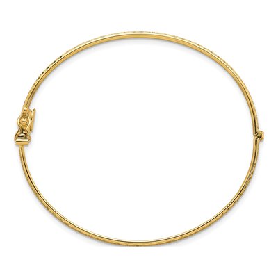14K Yellow Gold Diamond-Cut Hinged Bangle Bracelet – view 3