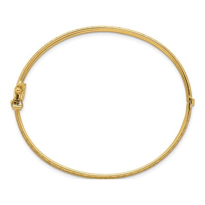 14K Yellow Gold Diamond-Cut Hinged Bangle Bracelet – view 3
