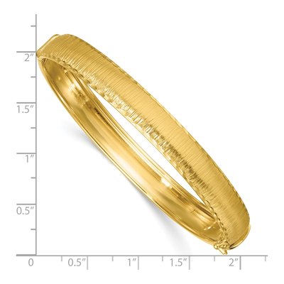 14K Yellow Gold Diamond-Cut Hinged Bangle Bracelet – view 4