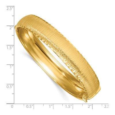 14K Yellow Gold Diamond-Cut Hinged Oval Bangle Bracelet – view 4