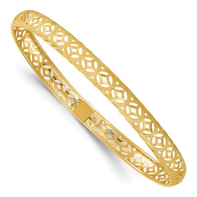 14K Yellow Gold Flexible Oval Bangle Bracelet