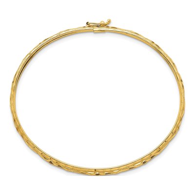 14K Yellow Gold Diamond-Cut Oval Bangle Bracelet – view 3