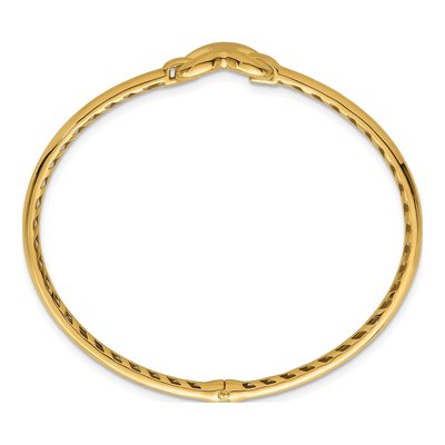 14K Yellow Gold Heart Hinged Oval Bangle Bracelet – view 3