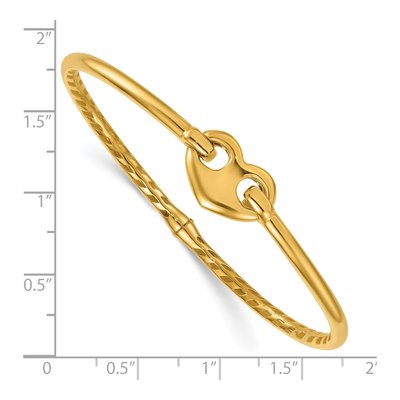 14K Yellow Gold Heart Hinged Oval Bangle Bracelet – view 4