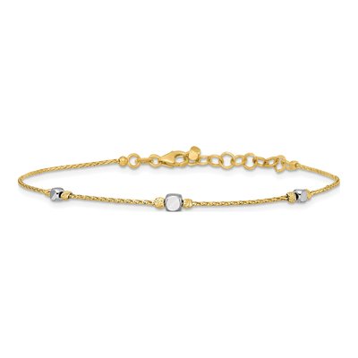 14K Two-Tone Gold Beaded Bangle Bracelet – view 3