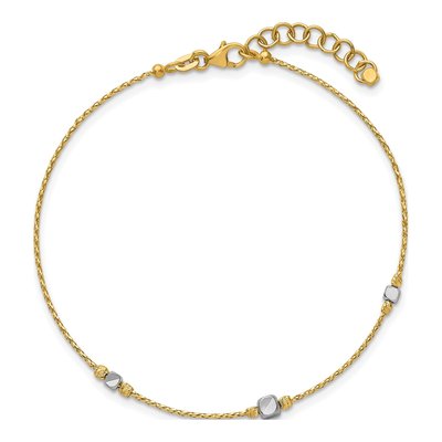 14K Two-Tone Gold Beaded Bangle Bracelet – view 4