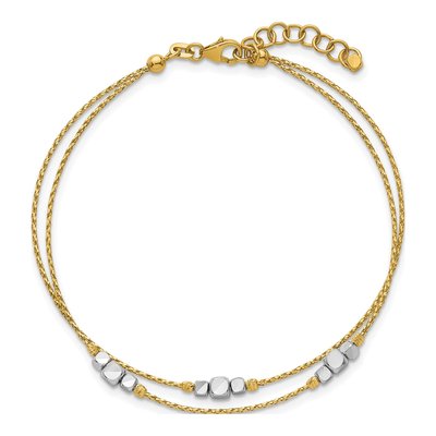 14K Two-Tone Gold Diamond-Cut Beaded Bangle Bracelet – view 4