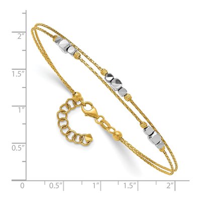 14K Two-Tone Gold Diamond-Cut Beaded Bangle Bracelet – view 5