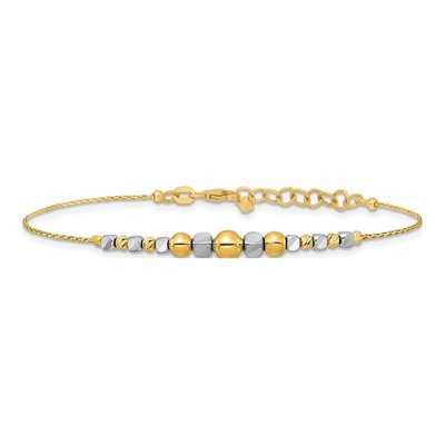 14K Two-Tone Gold Beaded Bangle Bracelet – view 3