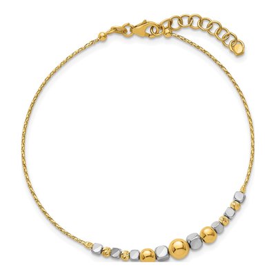 14K Two-Tone Gold Beaded Bangle Bracelet – view 4