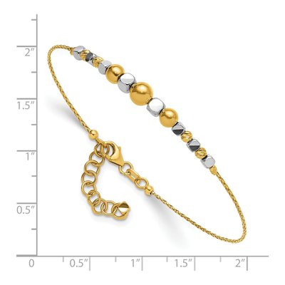 14K Two-Tone Gold Beaded Bangle Bracelet – view 5
