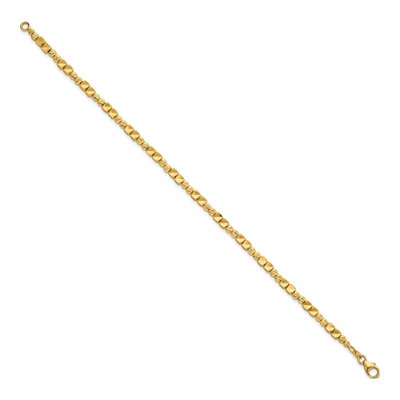 14K Yellow Gold 3.1mm Diamond-Cut Beaded Square Chain Bracelet – view 3