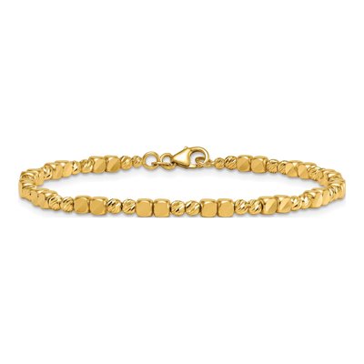 14K Yellow Gold 3.1mm Diamond-Cut Beaded Square Chain Bracelet – view 4