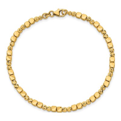 14K Yellow Gold 3.1mm Diamond-Cut Beaded Square Chain Bracelet – view 5