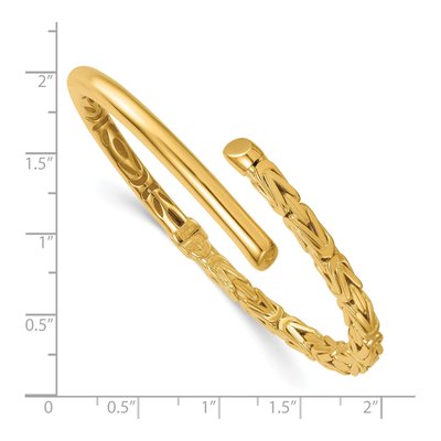 14K Yellow Gold Byzantine Hinged Cuff Bracelet – view 4