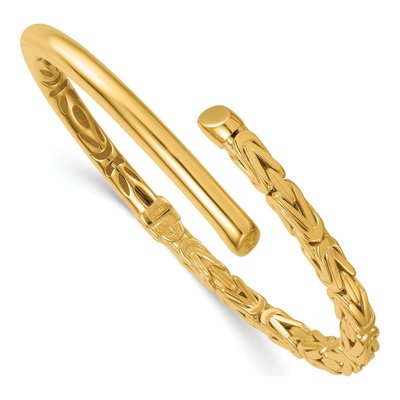 14K Yellow Gold Byzantine Hinged Cuff Bracelet