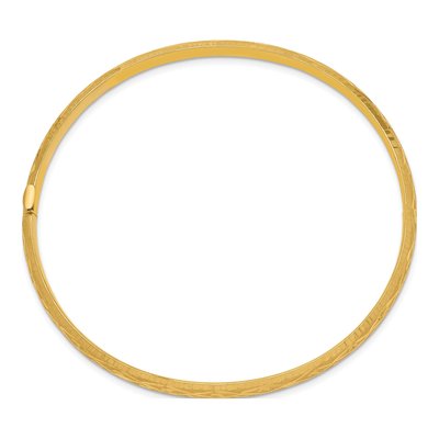 14K Yellow Gold Diamond-Cut Oval Bangle Bracelet – view 3