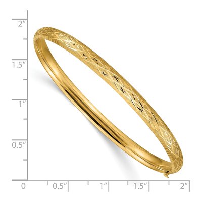 14K Yellow Gold Diamond-Cut Oval Bangle Bracelet – view 4