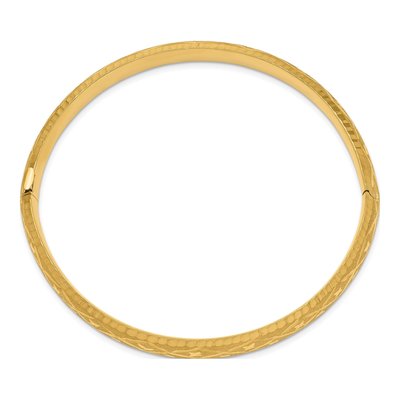 14K Yellow Gold Diamond-Cut Fancy Hinged Bangle Bracelet – view 3
