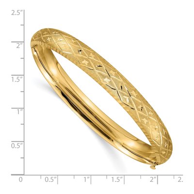 14K Yellow Gold Diamond-Cut Fancy Hinged Bangle Bracelet – view 4